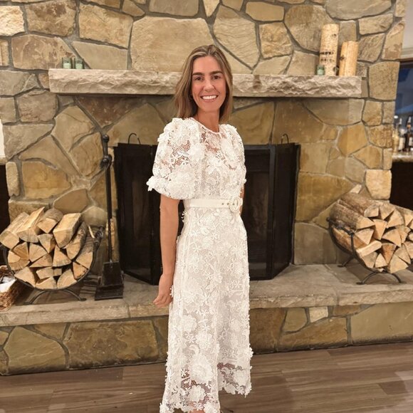 Zimmermann Halliday belted recycled-guipure lace midi dress - Picture 3 of 8